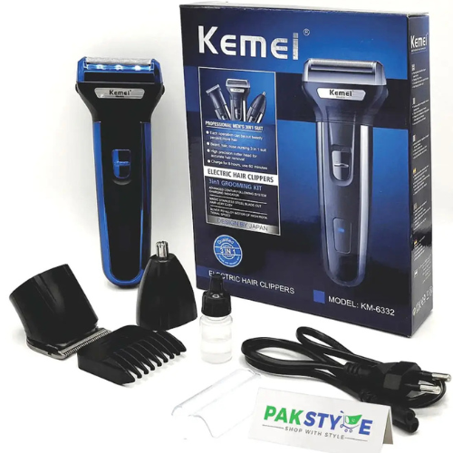 KEMEI 3 in 1 Professional Rechargeable Hair Clipper Trimmer & Shaver