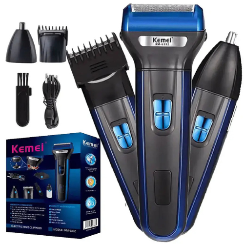 KEMEI 3 in 1 Professional Rechargeable Hair Clipper Trimmer & Shaver