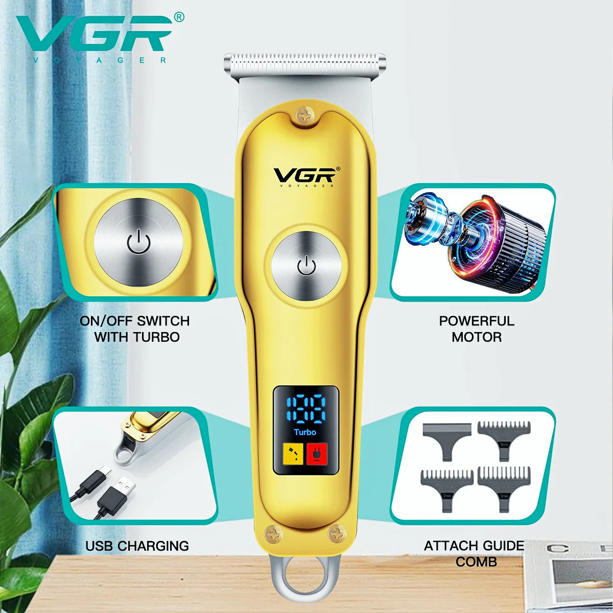 VGR V-290 Professional Hair Clipper & Beard Trimmer – Cordless Precision Grooming Kit